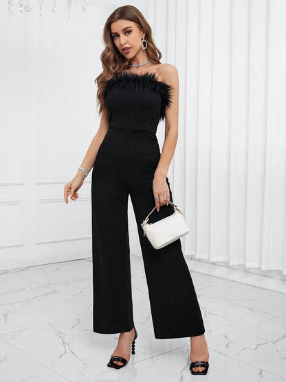 Mireya Jumpsuit met Pluizige Rand