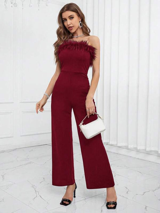 Mireya Jumpsuit met Pluizige Rand