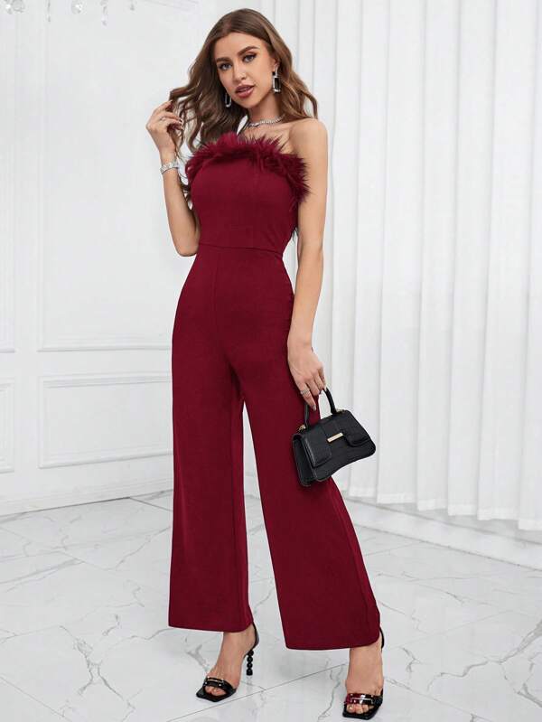 Mireya Jumpsuit met Pluizige Rand