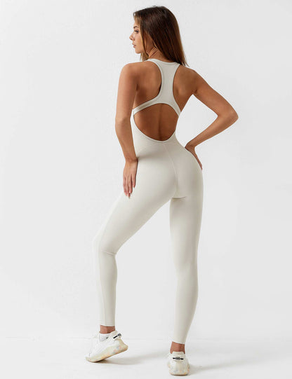 Mazona's U-Neck One-piece Backless Jumpsuit