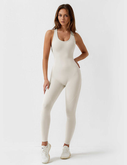 Mazona's U-Neck One-piece Backless Jumpsuit