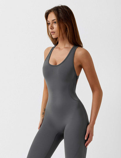 Mazona's U-Neck One-piece Backless Jumpsuit