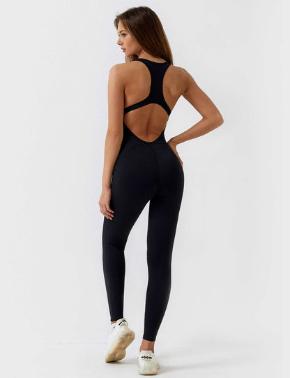 Mazona's U-Neck One-piece Backless Jumpsuit